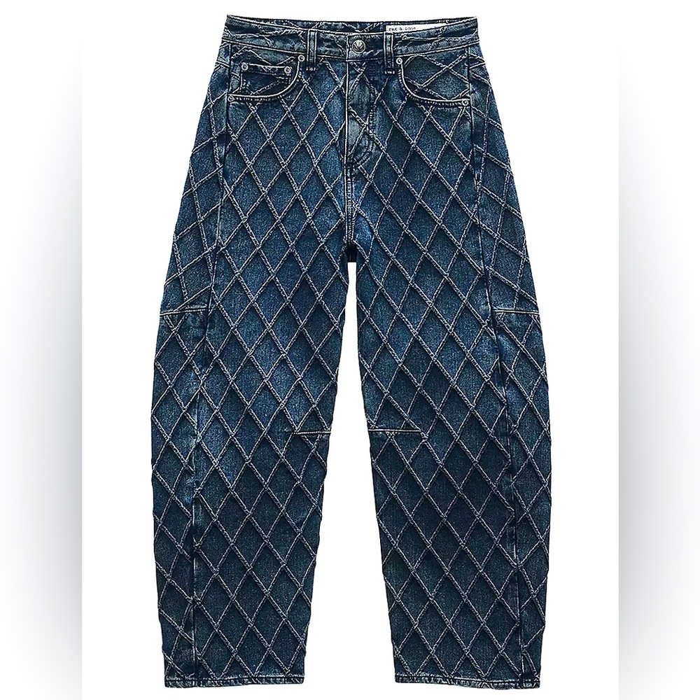 RAG&BONE Charlie Quilted Barrel High Rise Jeans - Picture 4 of 12